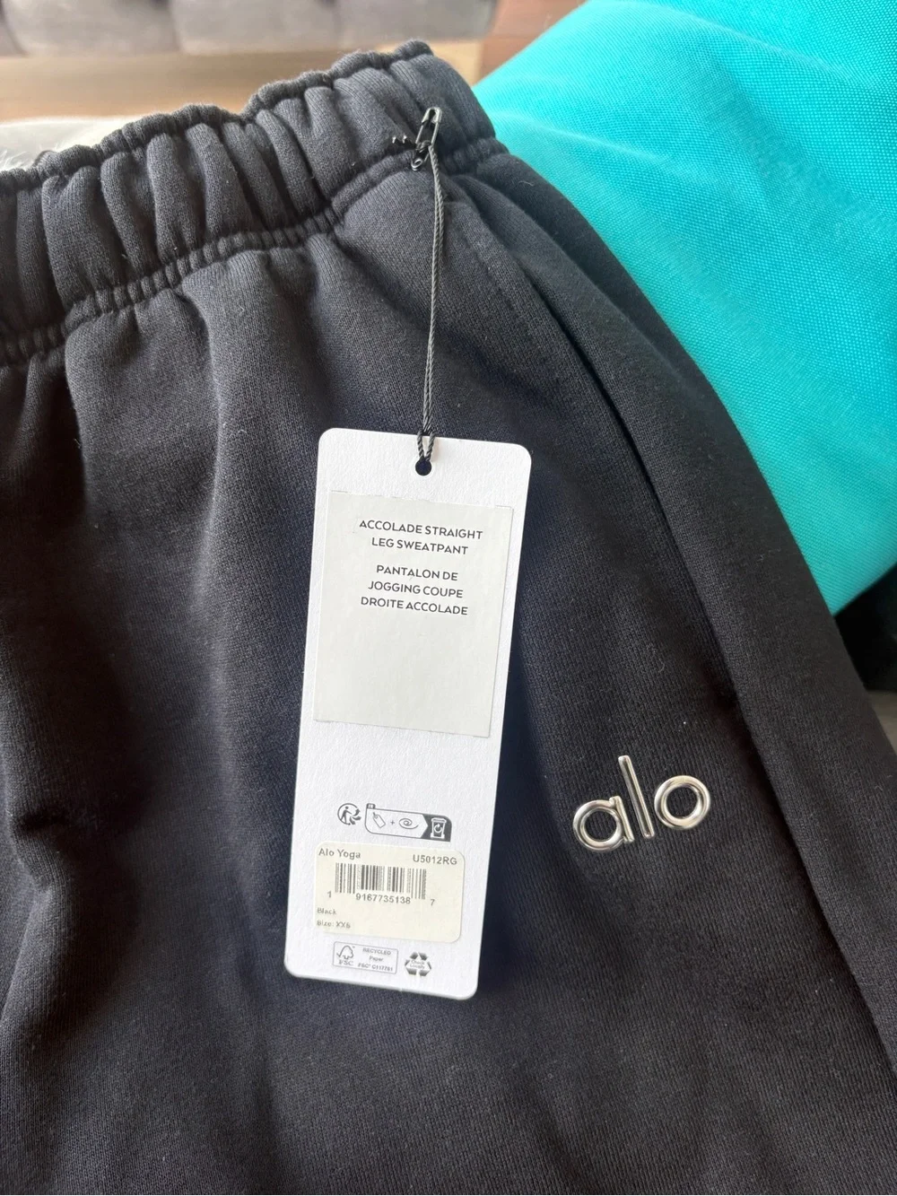 Alo Yoga Accolade Straight Leg Sweatpants Black XXS NWT
